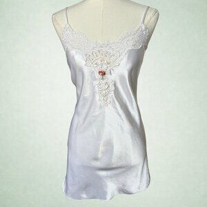 Vintage Satin Lace Trim Slip Dress